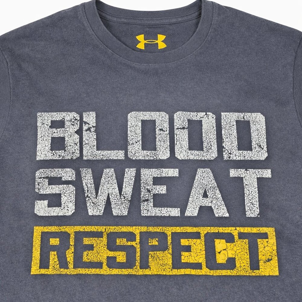 Under Armour Men's T-Shirt, Size M, "Blood Sweat Respect", EUC - Picture 2 of 2